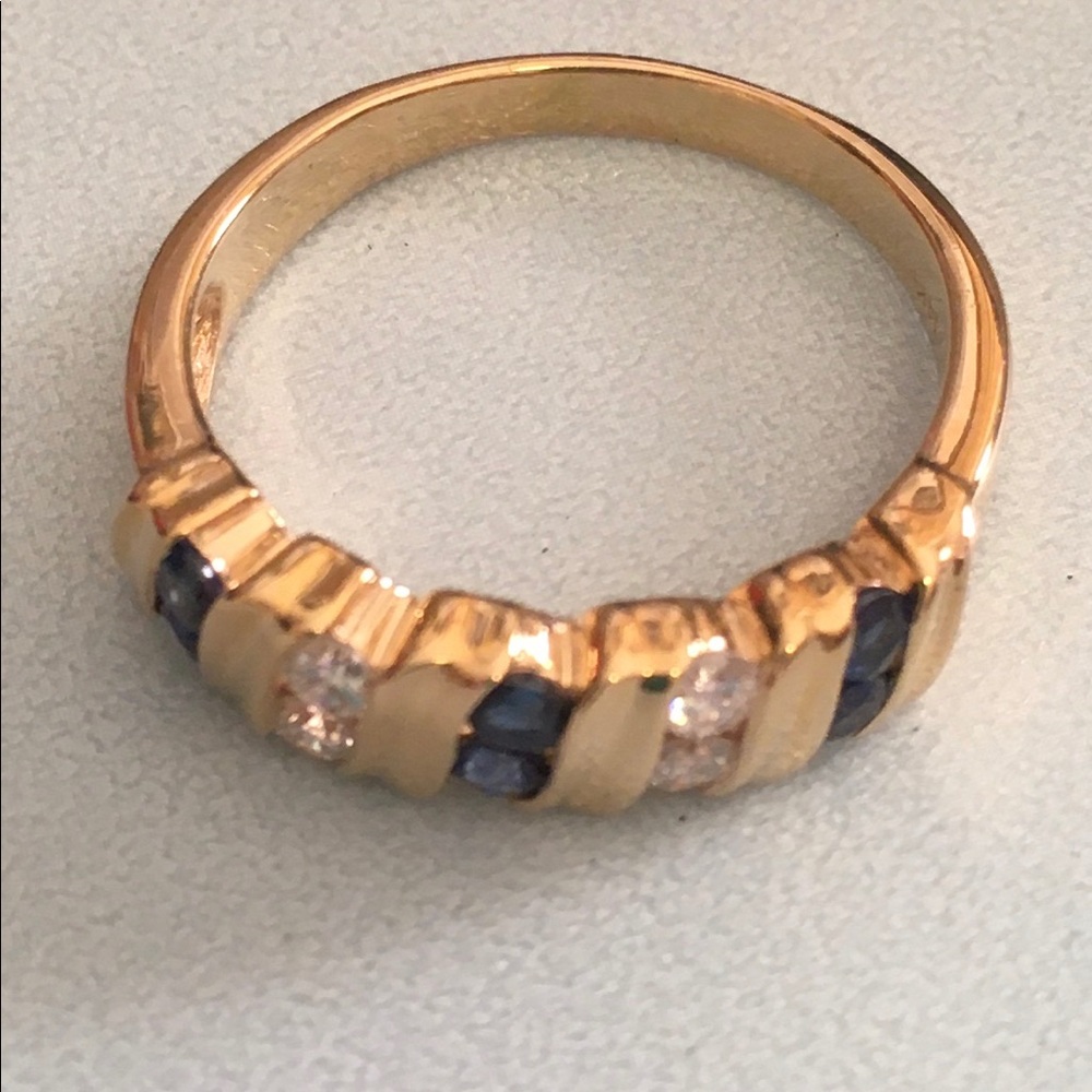 3/4 ct. Genuine Diamond/sapphire band matched set - Picture 2 of 4
